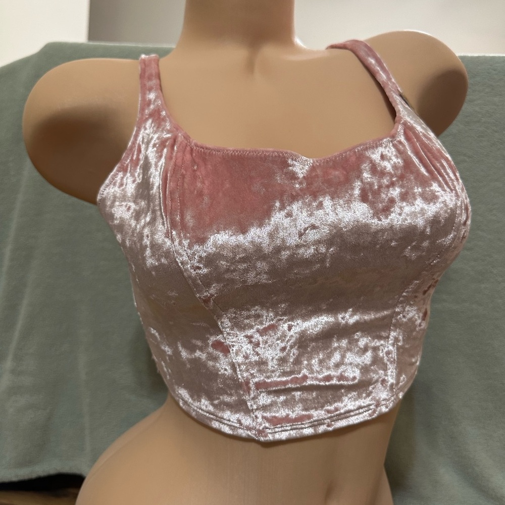 Medium Pink Victoria’s Secret Velvet Crop Top